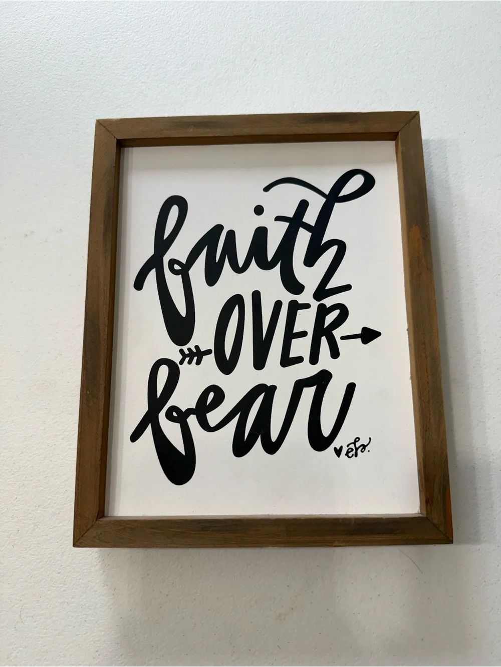 Faith Over Fear Framed Wall Art - White & Black